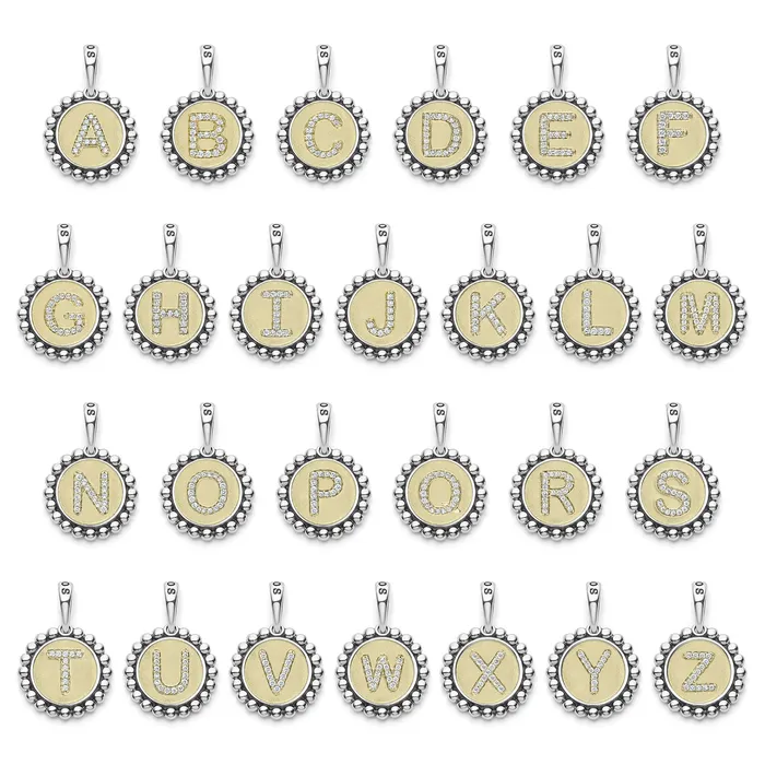 lagosdev Charm Necklaces Signature Caviar Diamond P Initial Charm lagosdev Charm Necklaces Signature Caviar Diamond P Initial Charm