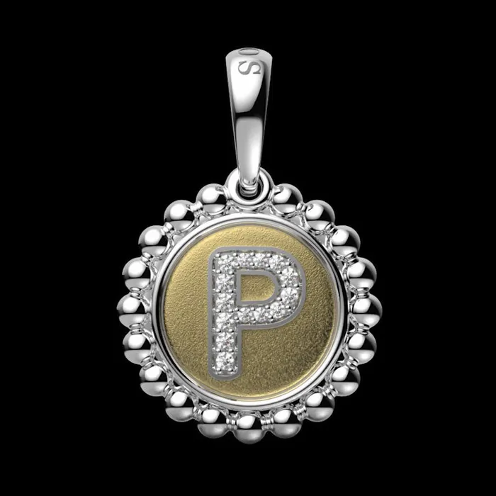 lagosdev Charm Necklaces Signature Caviar Diamond P Initial Charm lagosdev Charm Necklaces Signature Caviar Diamond P Initial Charm
