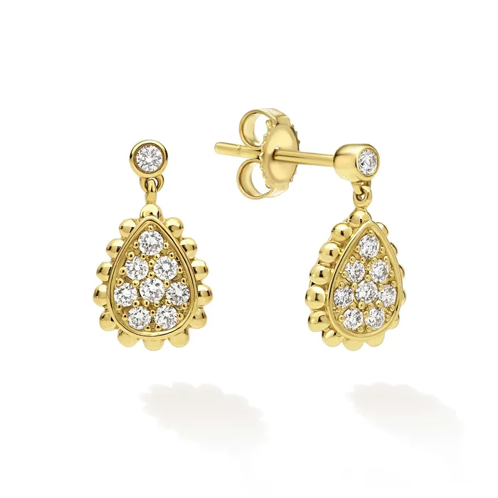 LAGOS Earrings 18K Caviar Gold Diamond Drop Earring