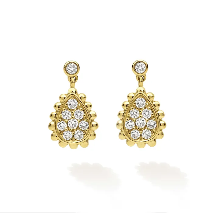 LAGOS Earrings 18K Caviar Gold Diamond Drop Earring LAGOS Earrings 18K Caviar Gold Diamond Drop Earring