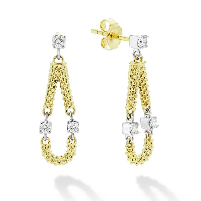 LAGOS Earrings Studio 18K Gold Superfine Diamond Drop Earrings