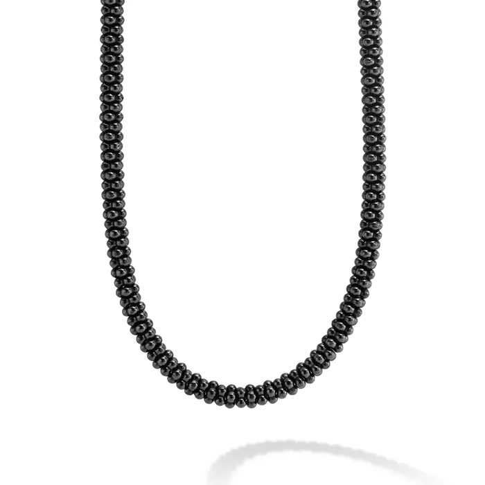 Lagos Necklaces Black Caviar Black Ceramic Beaded Necklace 5mm