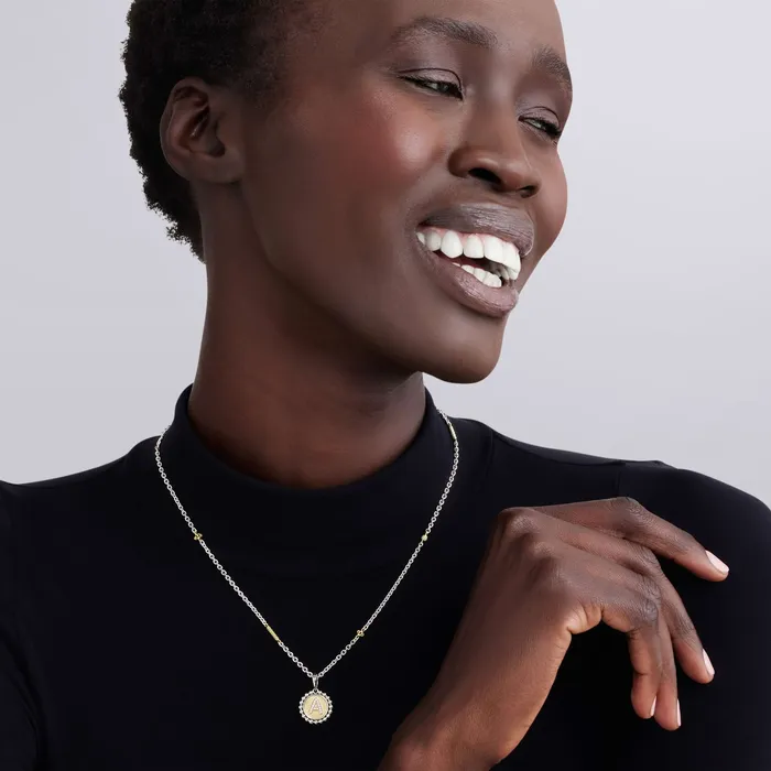 LAGOS Necklaces Signature Caviar Q Initial Diamond Charm Necklace LAGOS Necklaces Signature Caviar Q Initial Diamond Charm Necklace