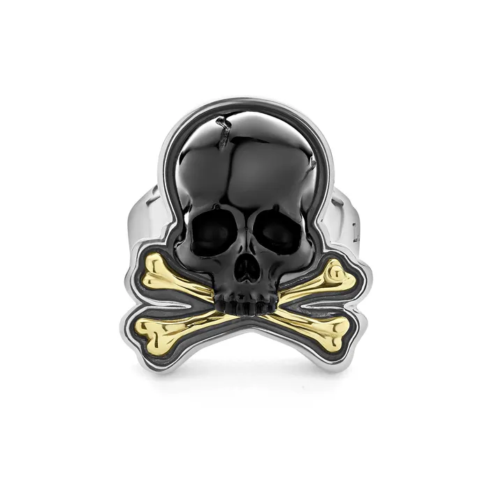 LAGOS Rings Anthem Black Agate Skull and Bones Statement Ring LAGOS Rings Anthem Black Agate Skull and Bones Statement Ring