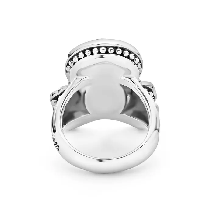 LAGOS Rings Anthem Black Agate Skull and Bones Statement Ring LAGOS Rings Anthem Black Agate Skull and Bones Statement Ring