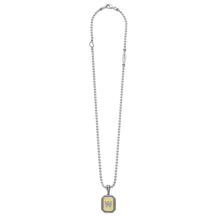 LAGOS Signature Caviar Octagon Diamond W Initial Charm Necklace Necklaces LAGOS Signature Caviar Octagon Diamond W Initial Charm Necklace Necklaces