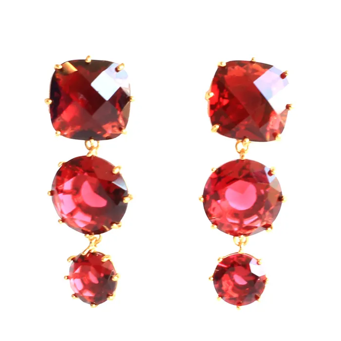 Les Nereides 3 Stone La Diamantine Earrings Les Nereides Earrings