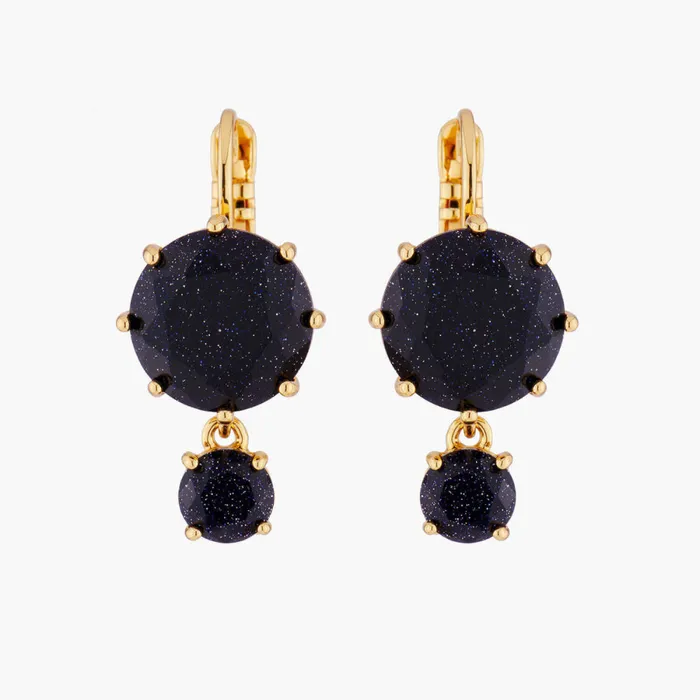 Les Nereides Deep Sparkling Blue 2 Round Stones La Diamantine Sleeper Earrings Les Nereides Earrings Les Nereides Deep Sparkling Blue 2 Round Stones La Diamantine Sleeper Earrings Les Nereides Earrings