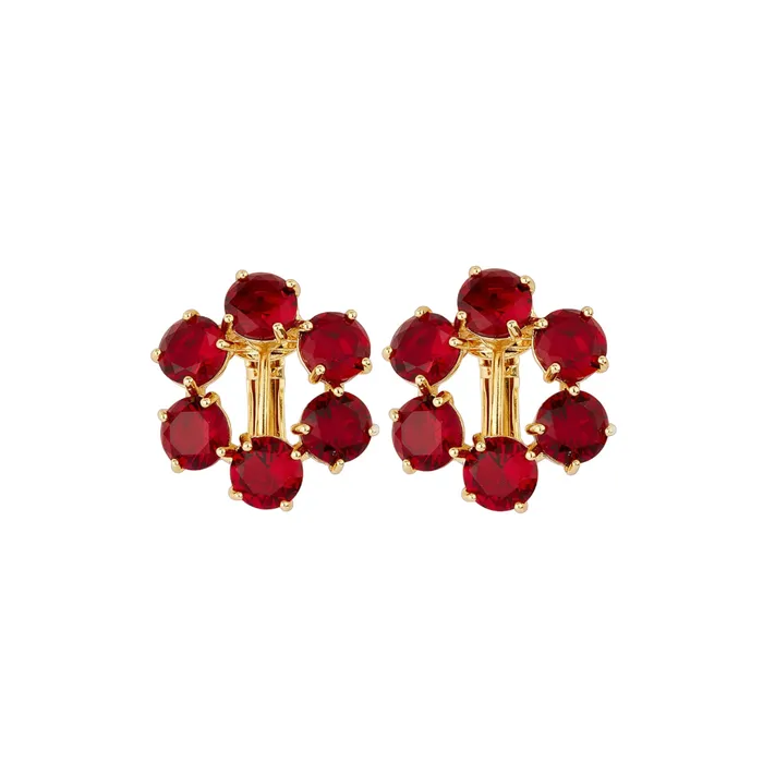 Les Nereides Garnet Red Diamantine 6 Stone Post Earrings Les Nereides Earrings Les Nereides Garnet Red Diamantine 6 Stone Post Earrings Les Nereides Earrings