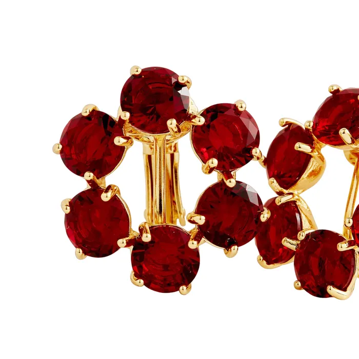 Les Nereides Garnet Red Diamantine 6 Stone Post Earrings Les Nereides Earrings Les Nereides Garnet Red Diamantine 6 Stone Post Earrings Les Nereides Earrings