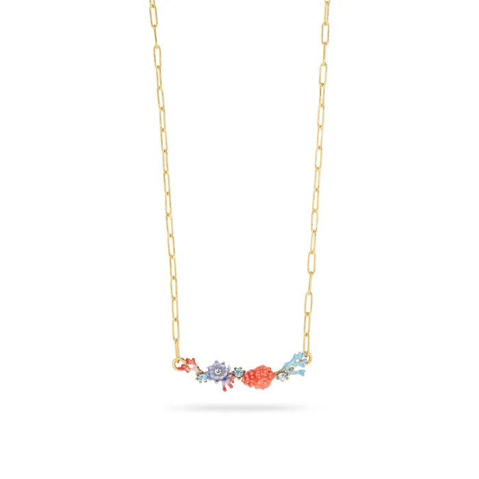 Les Nereides Les Nereides Seashell Coral and Cut Glass Stone Necklace Necklaces Les Nereides Les Nereides Seashell Coral and Cut Glass Stone Necklace Necklaces