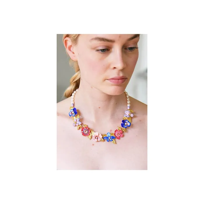 Les Nereides Necklaces Les Nereides A Thousand Pansies Abd Freshwater Baroque Pearl Collar Necklace Les Nereides Necklaces Les Nereides A Thousand Pansies Abd Freshwater Baroque Pearl Collar Necklace