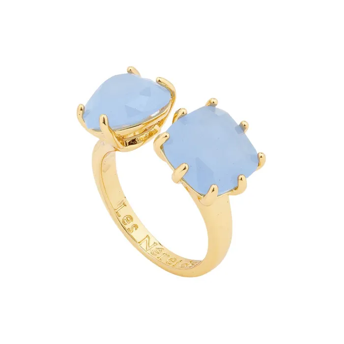 Les Nereides Rings Les Nereides Sky Blue Diamantine Adjustable You And Me Ring Les Nereides Rings Les Nereides Sky Blue Diamantine Adjustable You And Me Ring