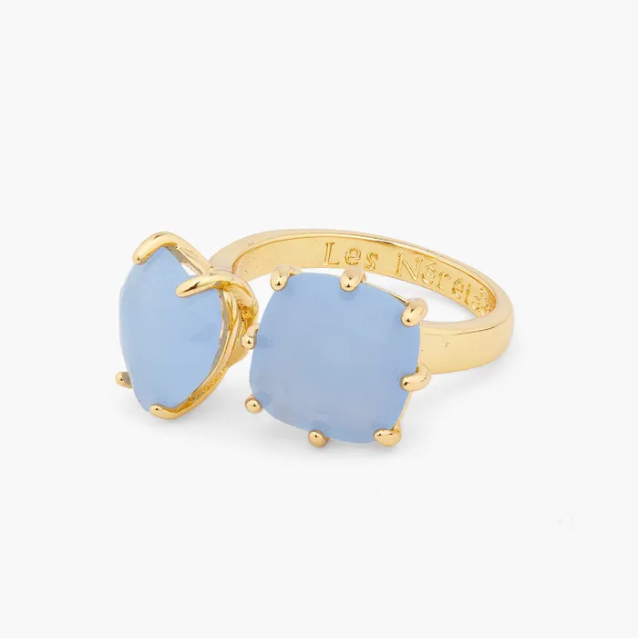 Les Nereides Rings Les Nereides Sky Blue Diamantine Adjustable You And Me Ring Les Nereides Rings Les Nereides Sky Blue Diamantine Adjustable You And Me Ring