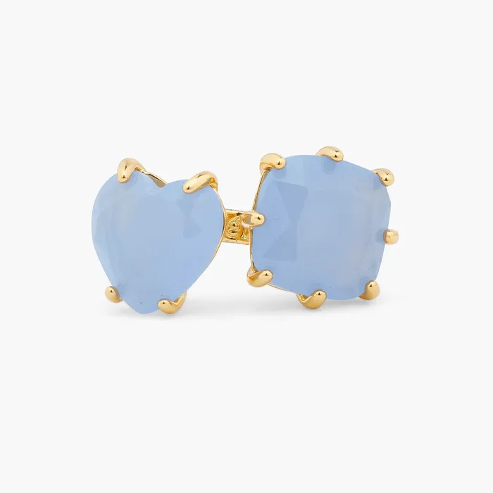 Les Nereides Rings Les Nereides Sky Blue Diamantine Adjustable You And Me Ring Les Nereides Rings Les Nereides Sky Blue Diamantine Adjustable You And Me Ring