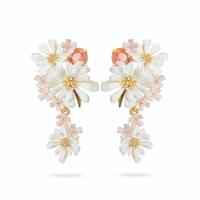Les Nereides Verbena Flower and Round Stone Dangling post Earrings Les Nereides Earrings Les Nereides Verbena Flower and Round Stone Dangling post Earrings Les Nereides Earrings