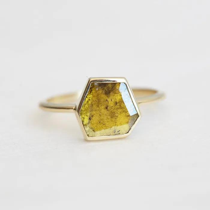 Marigold Diamond Slice Ring Yellow Diamond Ring Capucinne Rings