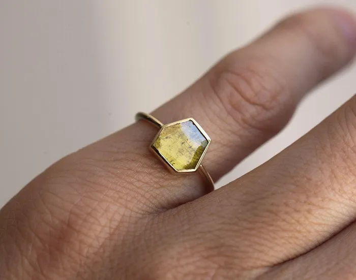 Marigold Diamond Slice Ring Yellow Diamond Ring Capucinne Rings