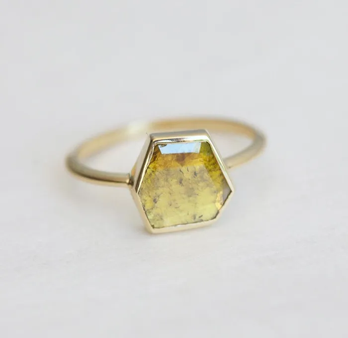 Marigold Diamond Slice Ring Yellow Diamond Ring Capucinne Rings