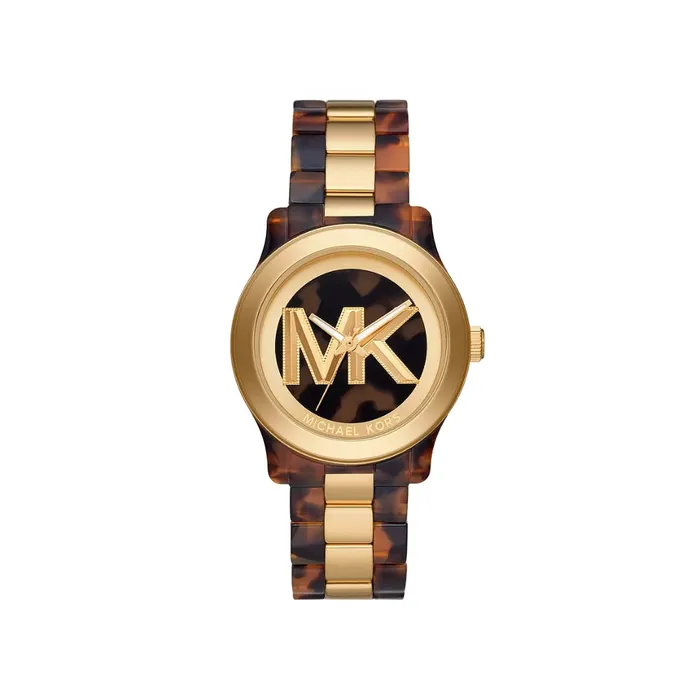 Michael Kors Runway Ladies ThreeHand Brown Acetate and GoldTone Stainless Steel Watch Michael Kors Earrings Michael Kors Runway Ladies ThreeHand Brown Acetate and GoldTone Stainless Steel Watch Michael Kors Earrings