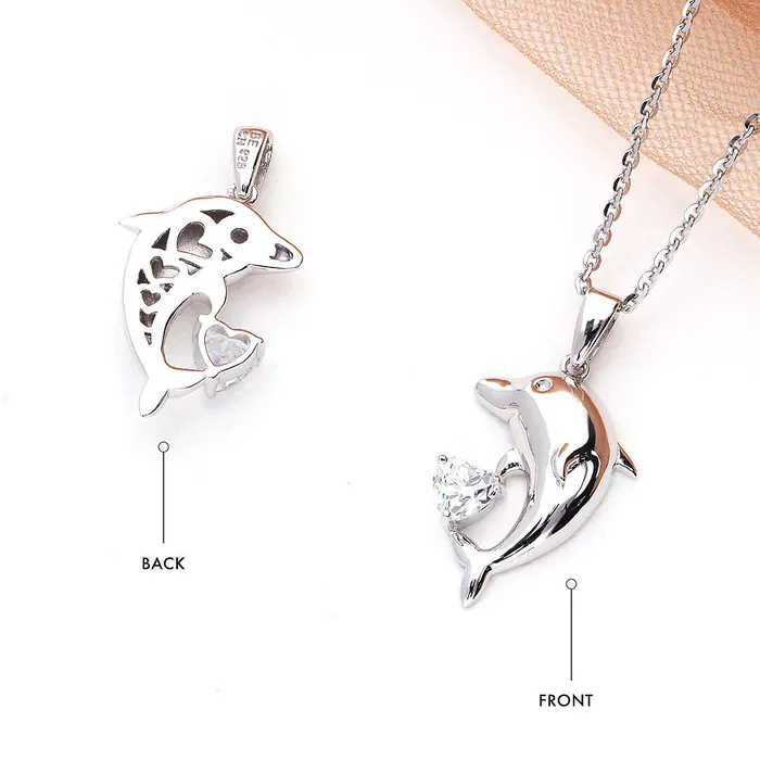 Necklaces BERRICLE Dolphin CZ Pendant Necklace in Sterling Silver