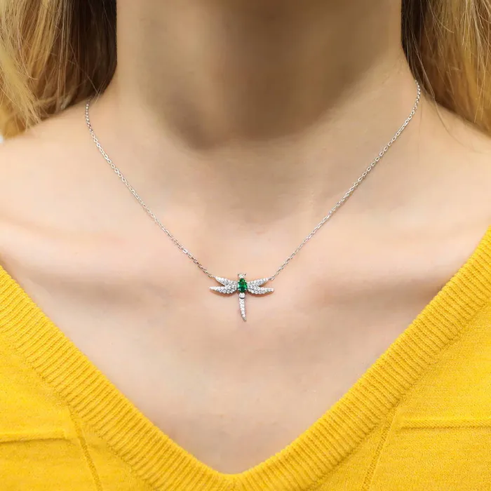 Necklaces BERRICLE Dragonfly CZ Necklace in Sterling Silver