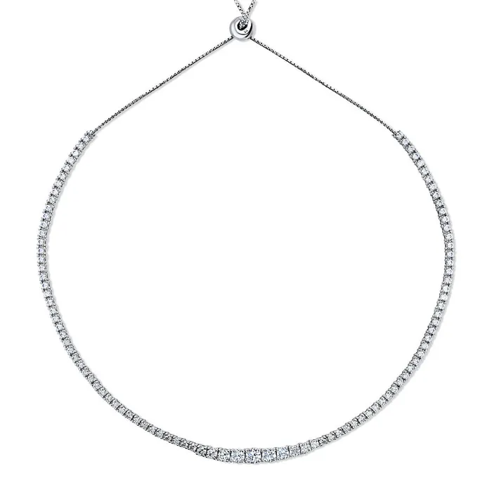 Necklaces BERRICLE Graduated CZ Tennis Necklace in Sterling Silver 9532