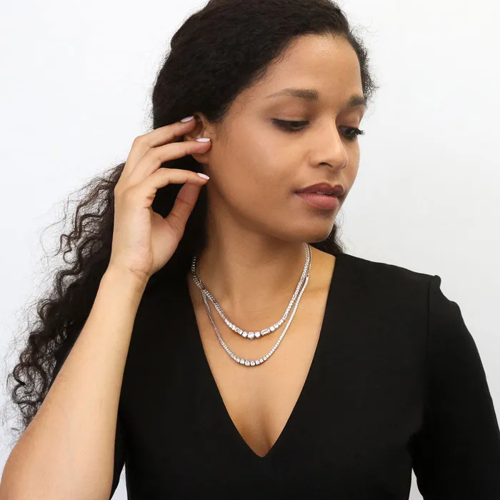Necklaces BERRICLE Graduated CZ Tennis Necklace in Sterling Silver 9532