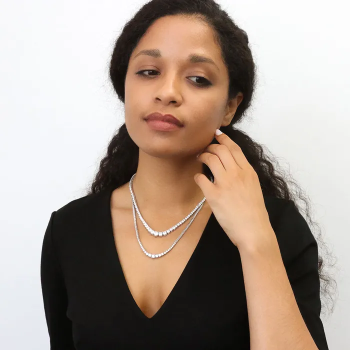 Necklaces BERRICLE Graduated CZ Tennis Necklace in Sterling Silver 9532