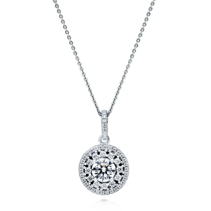 Necklaces BERRICLE Halo Flower CZ Necklace in Sterling Silver
