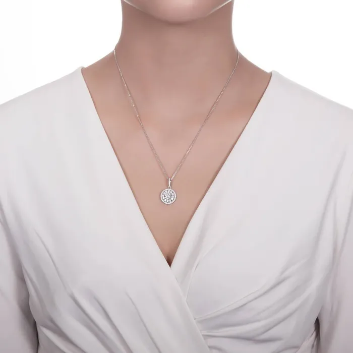 Necklaces BERRICLE Halo Flower CZ Necklace in Sterling Silver