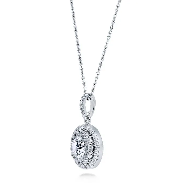 Necklaces BERRICLE Halo Flower CZ Necklace in Sterling Silver