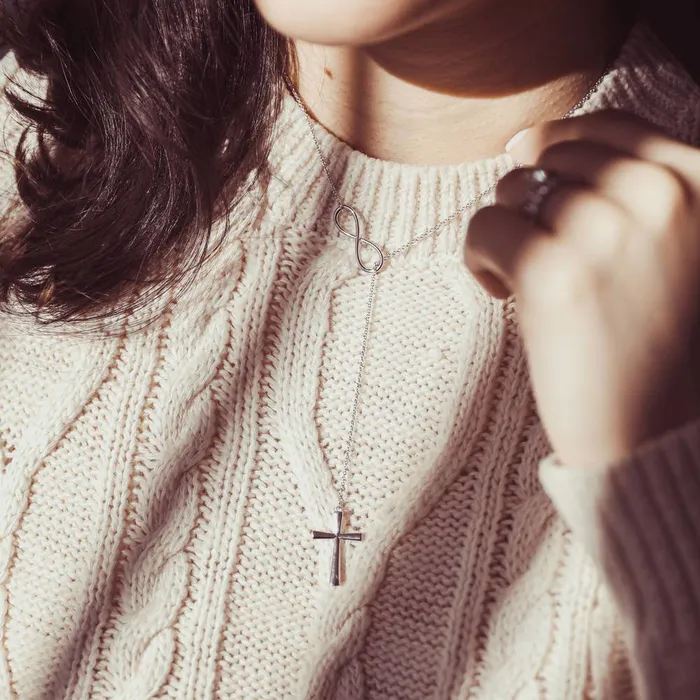 Necklaces BERRICLE Infinity Cross Lariat Necklace in Sterling Silver