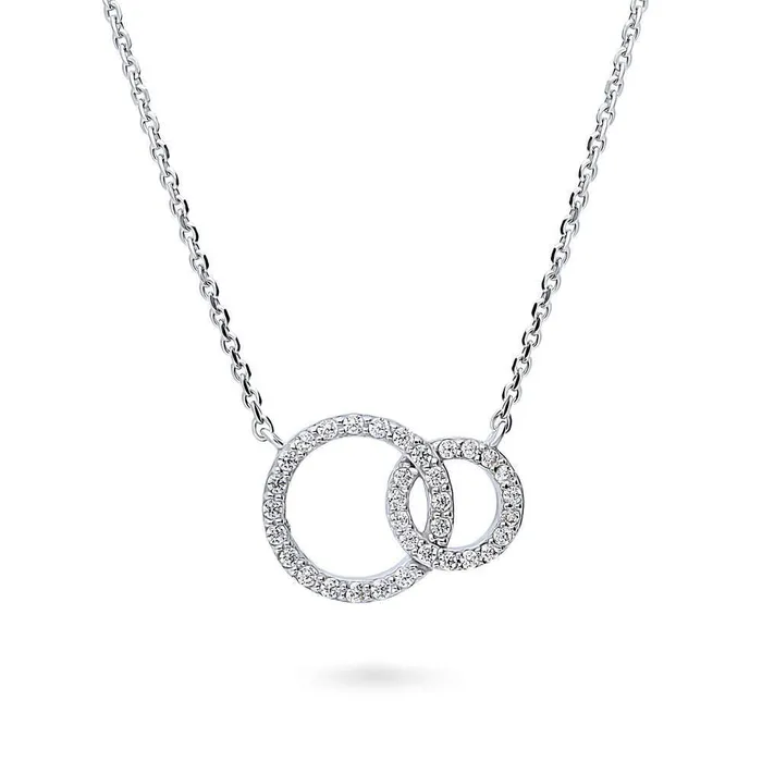 Necklaces BERRICLE Open Circle Interlocking CZ Necklace in Sterling Silver