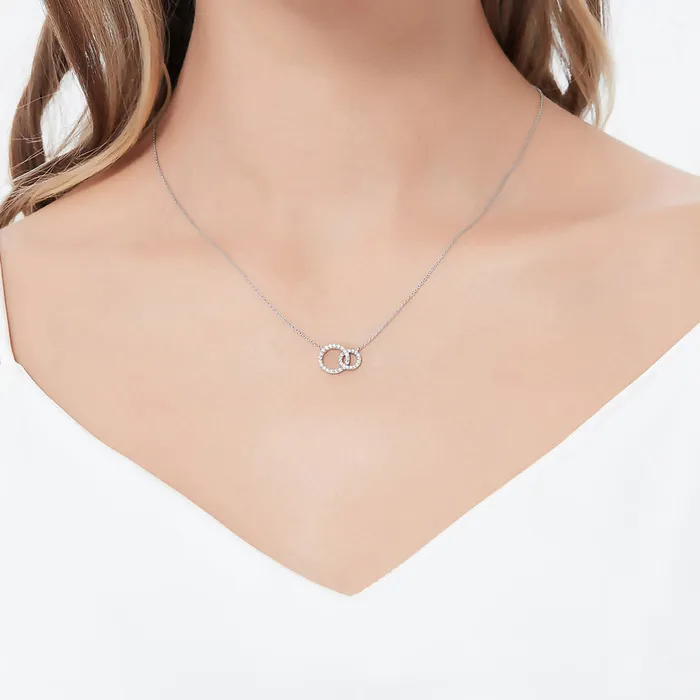 Necklaces BERRICLE Open Circle Interlocking CZ Necklace in Sterling Silver