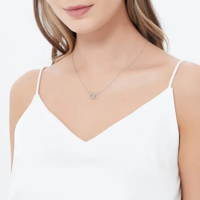 Necklaces BERRICLE Open Circle Interlocking CZ Necklace in Sterling Silver