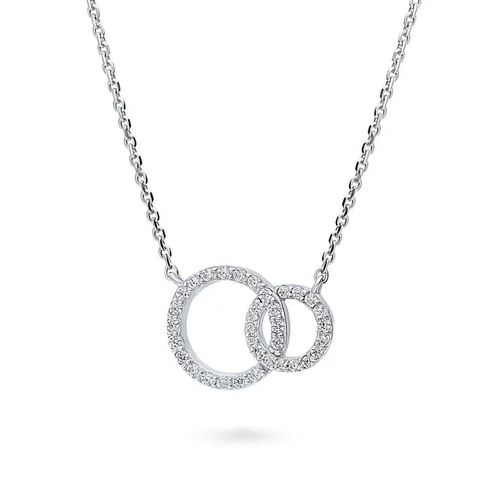 Necklaces BERRICLE Open Circle Interlocking CZ Necklace in Sterling Silver