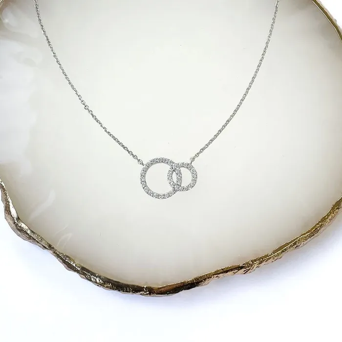 Necklaces BERRICLE Open Circle Interlocking CZ Necklace in Sterling Silver