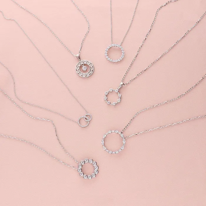 Necklaces BERRICLE Open Circle Interlocking CZ Necklace in Sterling Silver
