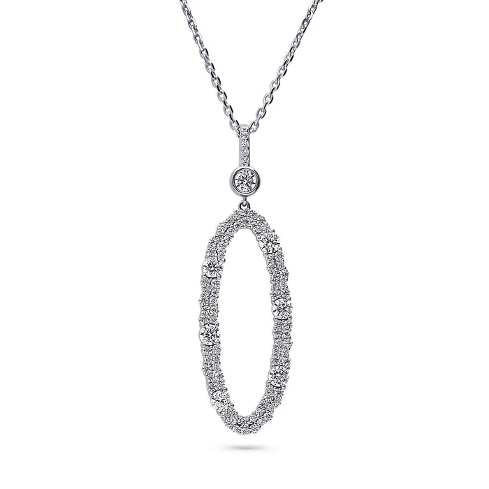 Necklaces BERRICLE Open Oval Cluster CZ Necklace in Sterling Silver