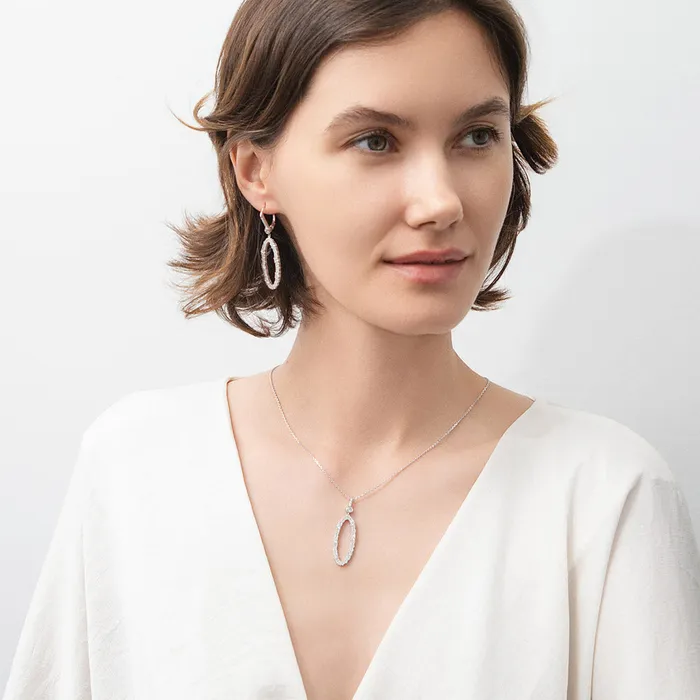 Necklaces BERRICLE Open Oval Cluster CZ Necklace in Sterling Silver