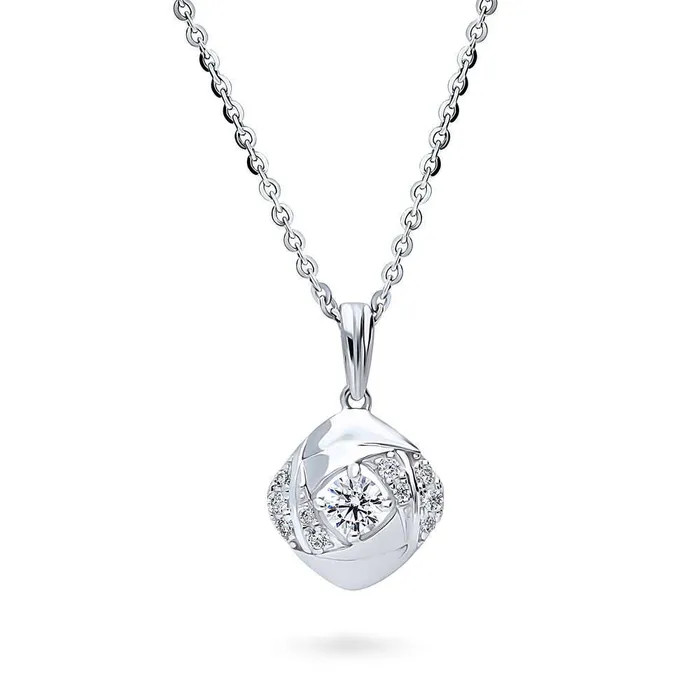 Necklaces BERRICLE Woven CZ Pendant Necklace in Sterling Silver