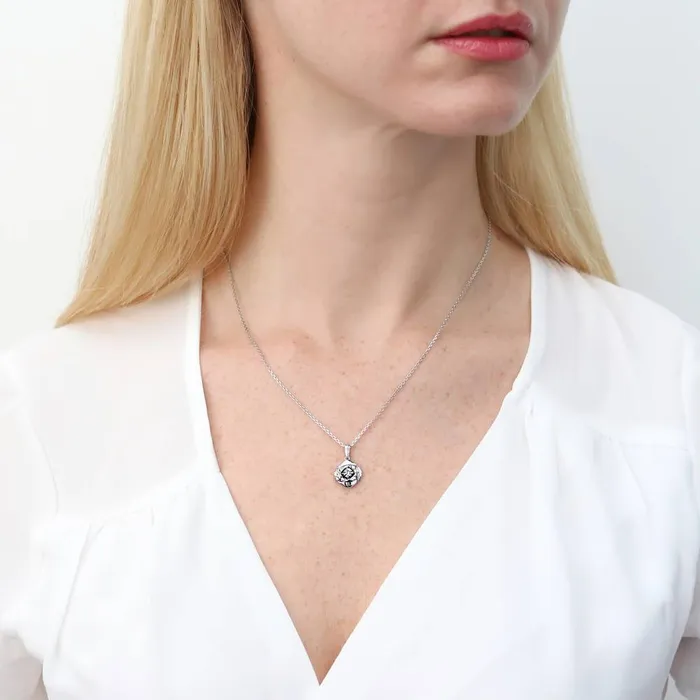 Necklaces BERRICLE Woven CZ Pendant Necklace in Sterling Silver