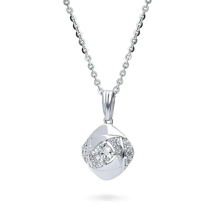 Necklaces BERRICLE Woven CZ Pendant Necklace in Sterling Silver