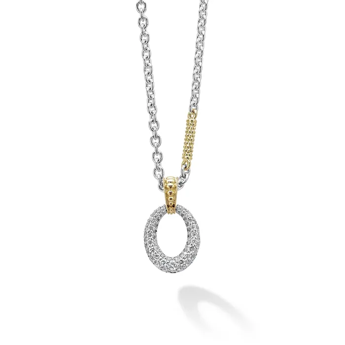 Necklaces Caviar Lux TwoTone Oval Diamond Pendant Necklace LAGOS