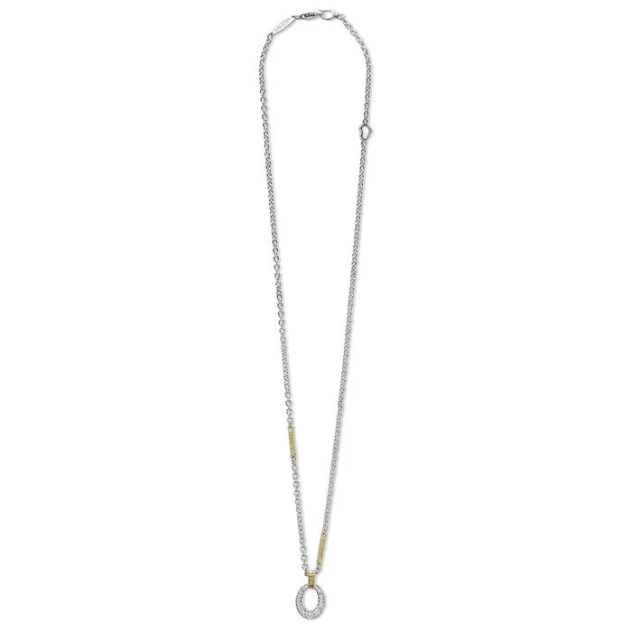 Necklaces Caviar Lux TwoTone Oval Diamond Pendant Necklace LAGOS Necklaces Caviar Lux TwoTone Oval Diamond Pendant Necklace LAGOS