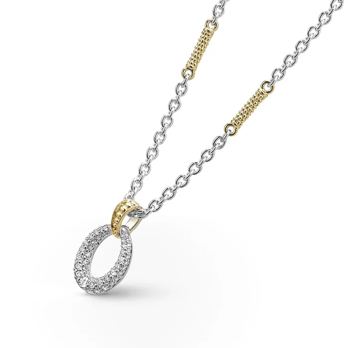 Necklaces Caviar Lux TwoTone Oval Diamond Pendant Necklace LAGOS Necklaces Caviar Lux TwoTone Oval Diamond Pendant Necklace LAGOS