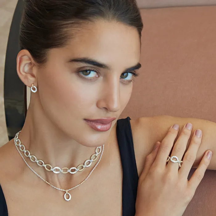 Necklaces Caviar Lux TwoTone Oval Diamond Pendant Necklace LAGOS Necklaces Caviar Lux TwoTone Oval Diamond Pendant Necklace LAGOS