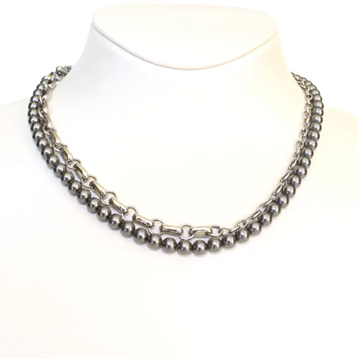 Necklaces Esprit Esprit Necklace Double Chain Silver ColorGun Plating Beads Necklaces Esprit Esprit Necklace Double Chain Silver ColorGun Plating Beads