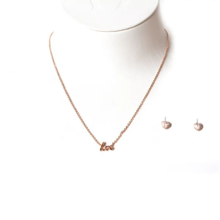 Necklaces Esprit Esprit Necklace Set With Earrings With Heart Stone Studs